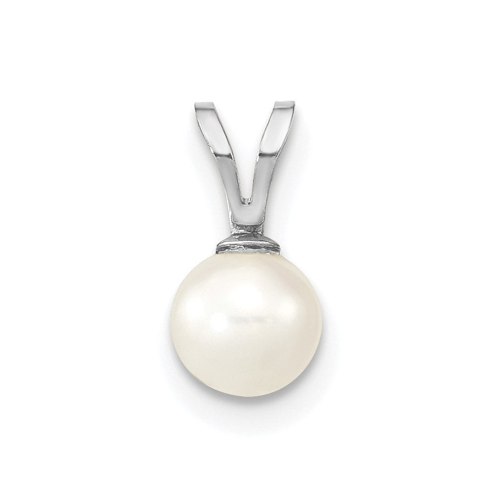 14k WG 5-6mm Round White Freshwater Cultured Pearl Pendant-XFW395
