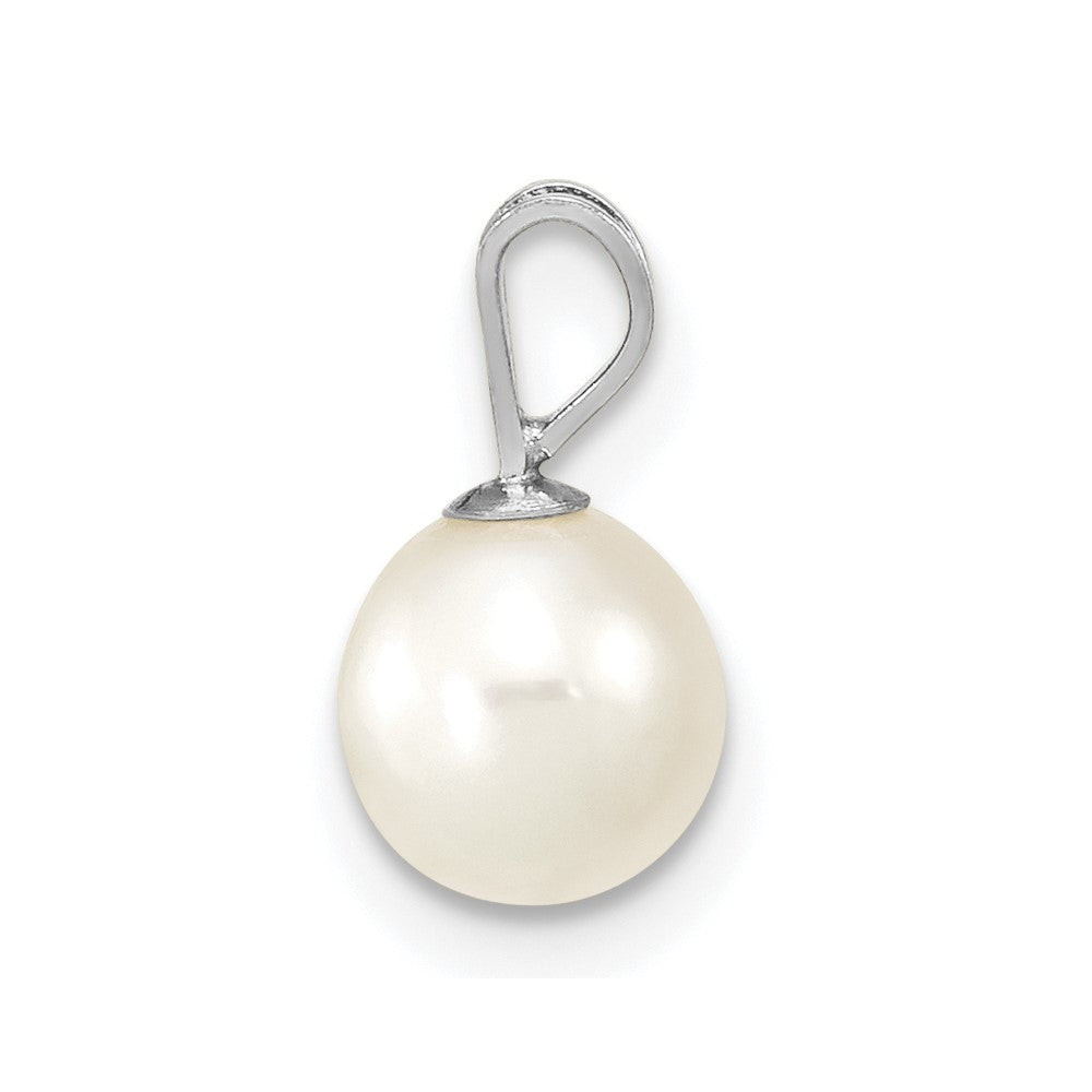 14k WG 6-7mm Round White Freshwater Cultured Pearl Pendant-XFW396