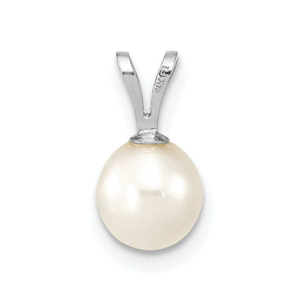 14k WG 6-7mm Round White Freshwater Cultured Pearl Pendant-XFW396