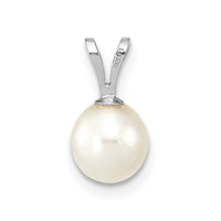 14k WG 6-7mm Round White Freshwater Cultured Pearl Pendant-XFW396