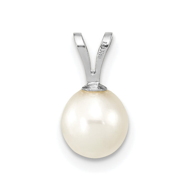 14k WG 6-7mm Round White Freshwater Cultured Pearl Pendant-XFW396
