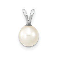 14k WG 6-7mm Round White Freshwater Cultured Pearl Pendant-XFW396