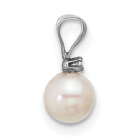 14kw 5-6mm White Round Saltwater Akoya Cultured Pearl Diamond Pendant-XFW471