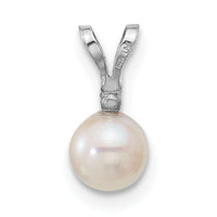 14kw 5-6mm White Round Saltwater Akoya Cultured Pearl Diamond Pendant-XFW471