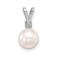 14K White 6-7mm Round White Akoya Pearl and .03ct Diamond Pendant-XFW473
