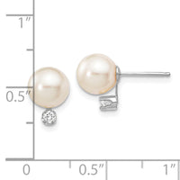14K White Gold 7-8mm Round White Saltwater Akoya .10ct. Diamond Earrings-XFW475E
