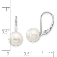 14K White Gold 8-9mm Round White Saltwater Akoya Leverback Earrings-XFW482E