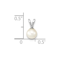 14K White Gold 5-6mm Round White Saltwater Akoya pearl Pendant-XFW486