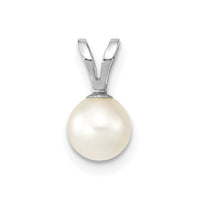 14K White Gold 5-6mm Round White Saltwater Akoya pearl Pendant-XFW486