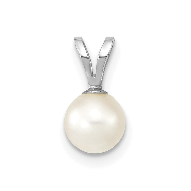 14K White Gold 5-6mm Round White Saltwater Akoya pearl Pendant-XFW486