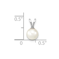 14K White Gold 6-7mm Round White Saltwater Akoya pearl Pendant-XFW487