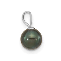 14K White Gold 6-7mm Round Black Saltwater Akoya pearl Pendant-XFW487B
