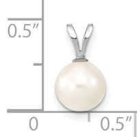 14K White Gold 7-8mm Round White Saltwater Akoya Pendant-XFW488