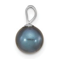 14K White Gold 7-8mm Round Black Saltwater Akoya Pendant-XFW488B