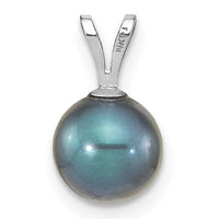 14K White Gold 7-8mm Round Black Saltwater Akoya Pendant-XFW488B