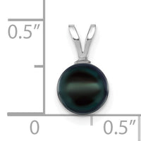 14K White Gold 7-8mm Round Black Saltwater Akoya Pendant-XFW488B