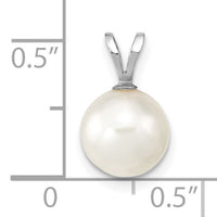 14K White Gold 8-9mm Round White Saltwater Akoya Pendant-XFW489