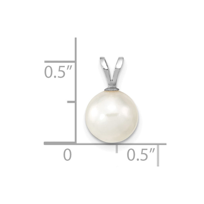 14K White Gold 8-9mm Round White Saltwater Akoya pearl Pendant-XFW489