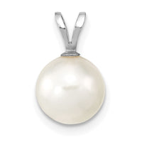 14K White Gold 8-9mm Round White Saltwater Akoya Pendant-XFW489