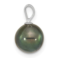 14K White Gold 8-9mm Round Black Saltwater Akoya Pendant-XFW489B