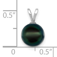 14K White Gold 8-9mm Round Black Saltwater Akoya Pendant-XFW489B