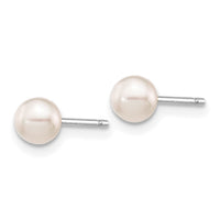 14K White Gold 4-5mm Round White Saltwater Akoya Cultured Pearl Earrings-XFW491E