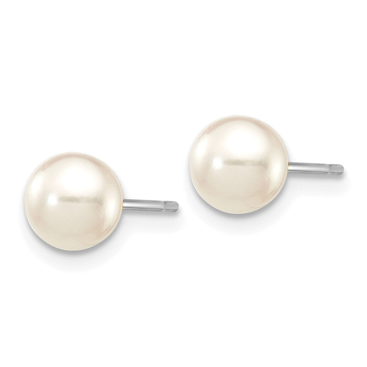 14K White Gold 5-6mm Round White Saltwater Akoya Cultured Pearl Earrings-XFW492E