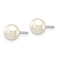 14K White Gold 5-6mm Round White Saltwater Akoya Cultured Pearl Earrings-XFW492E