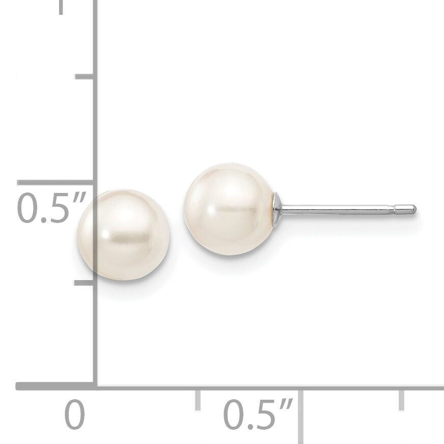 14K White Gold 5-6mm Round White Saltwater Akoya Cultured Pearl Earrings-XFW492E