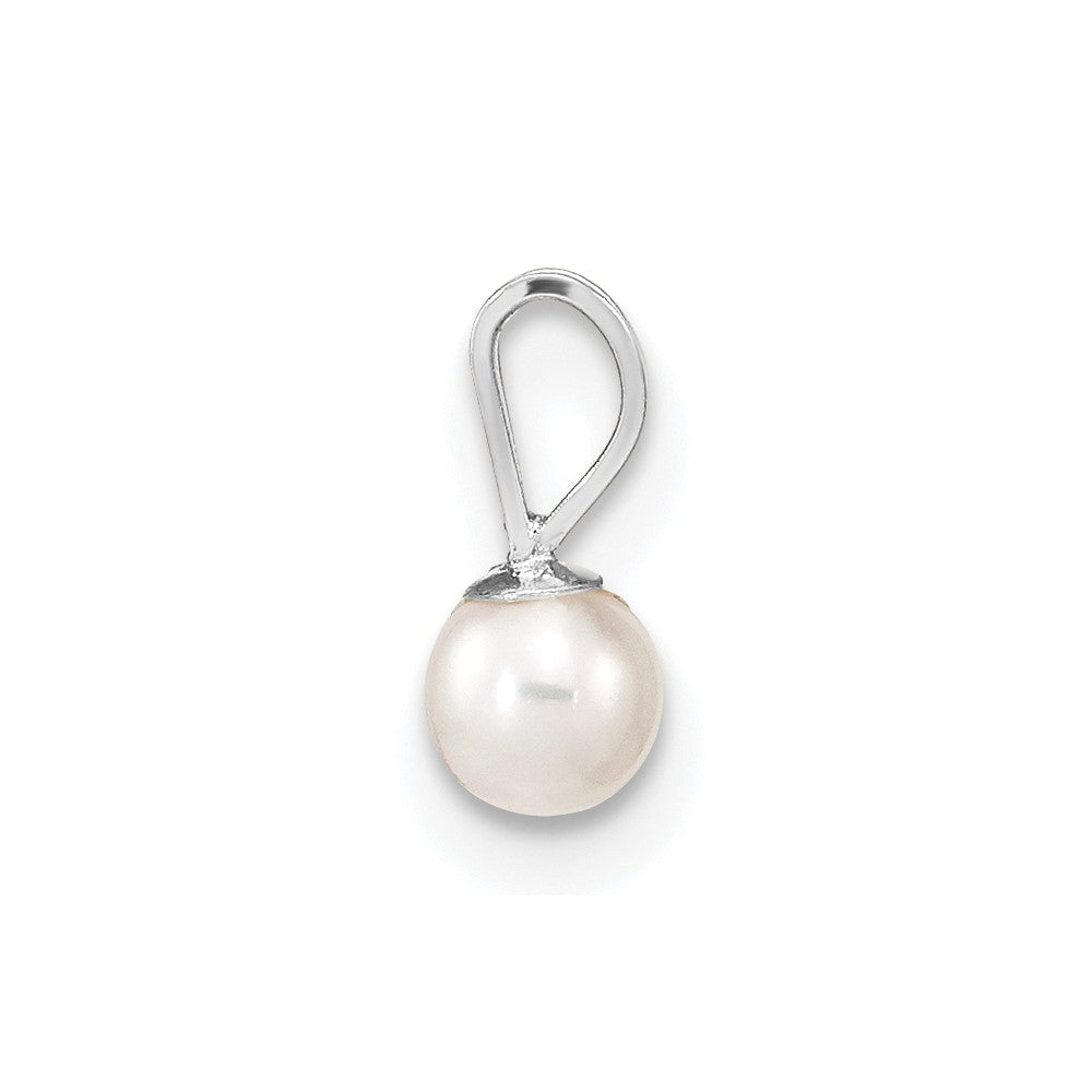 14k WG 3-4mm Round White Freshwater Cultured Pearl Pendant-XFW518