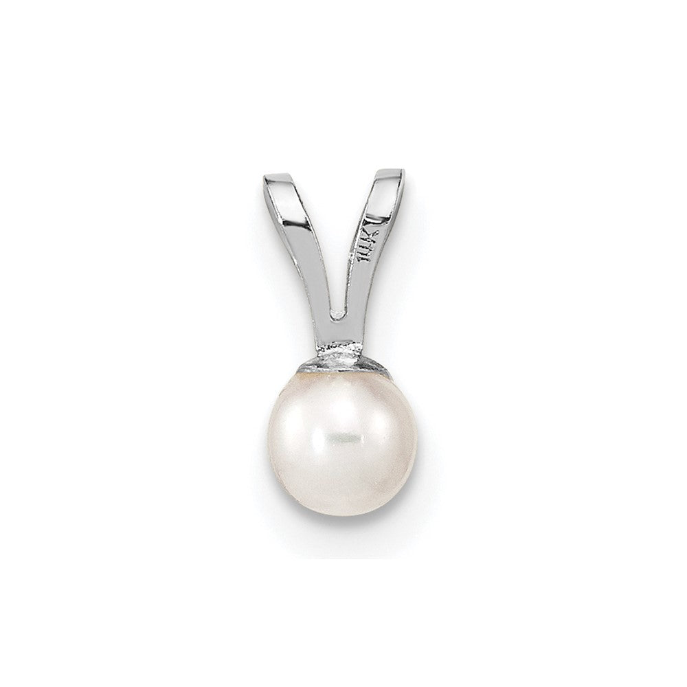 14k WG 3-4mm Round White Freshwater Cultured Pearl Pendant-XFW518