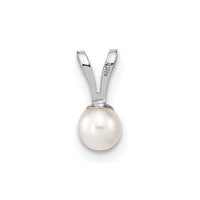 14k WG 3-4mm Round White Freshwater Cultured Pearl Pendant-XFW518
