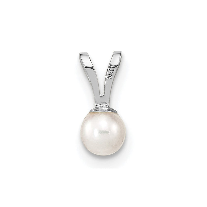 14k WG 3-4mm Round White Freshwater Cultured Pearl Pendant-XFW518
