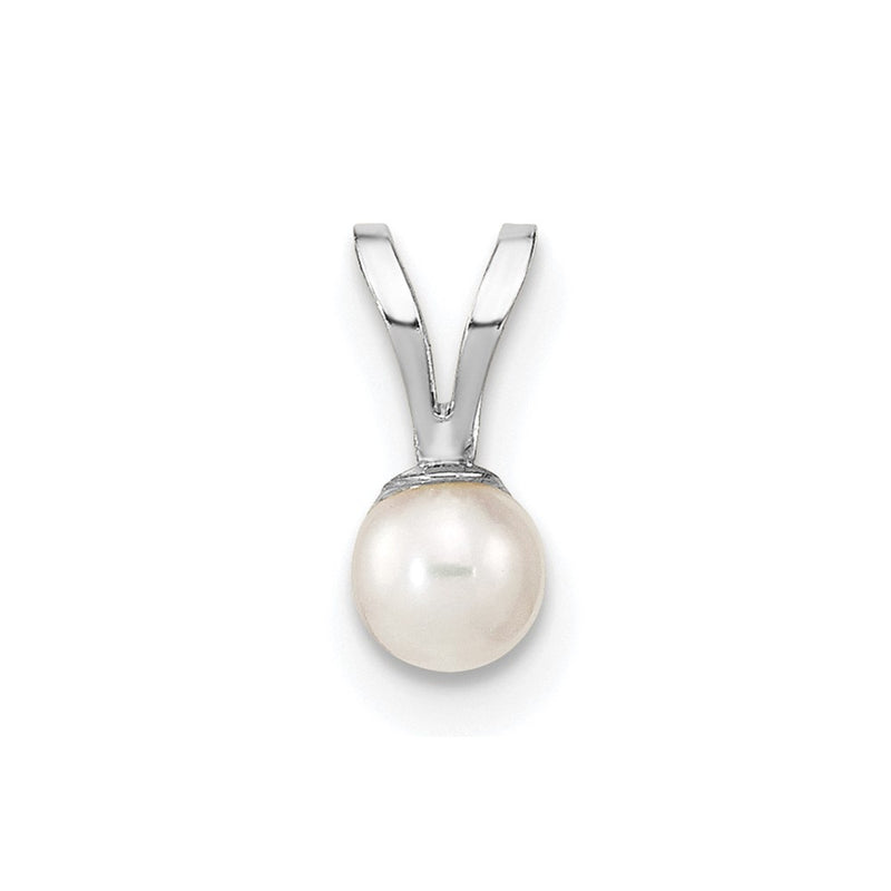 14k WG 3-4mm Round White Freshwater Cultured Pearl Pendant-XFW518