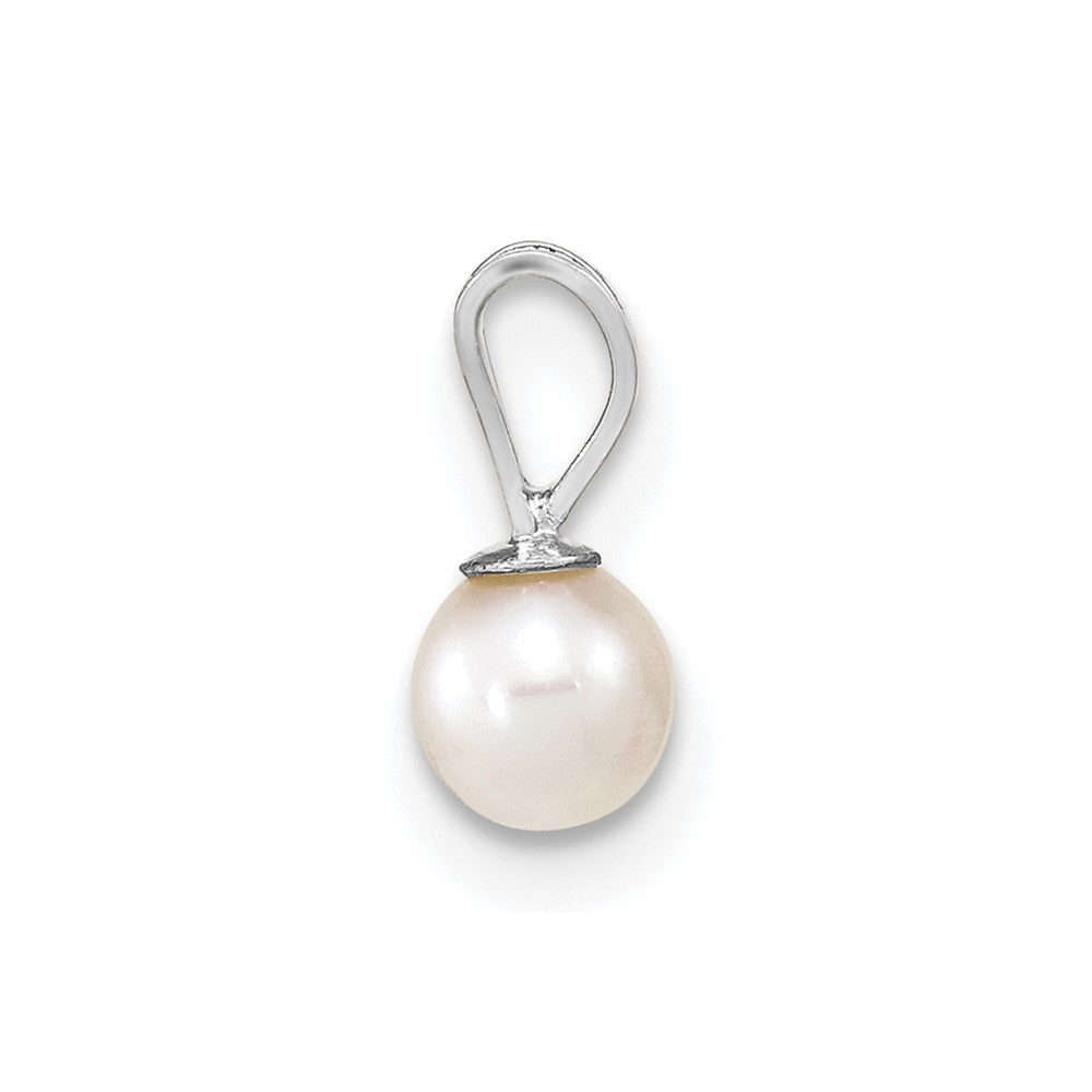 14k WG 4-5mm Round White Freshwater Cultured Pearl Pendant-XFW520