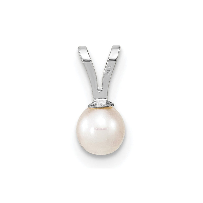14k WG 4-5mm Round White Freshwater Cultured Pearl Pendant-XFW520