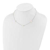 14K White Gold 5-6mm Round White FWC Pearl 7 Station Necklace-XFW555W-16