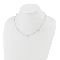 14K White Gold 5-6mm Round White FWC Pearl 7 Station Necklace-XFW555W-18