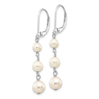 14KW 4-6mm Semi Round White Freshwater Cultured Pearl Dangle Earrings-XFW569