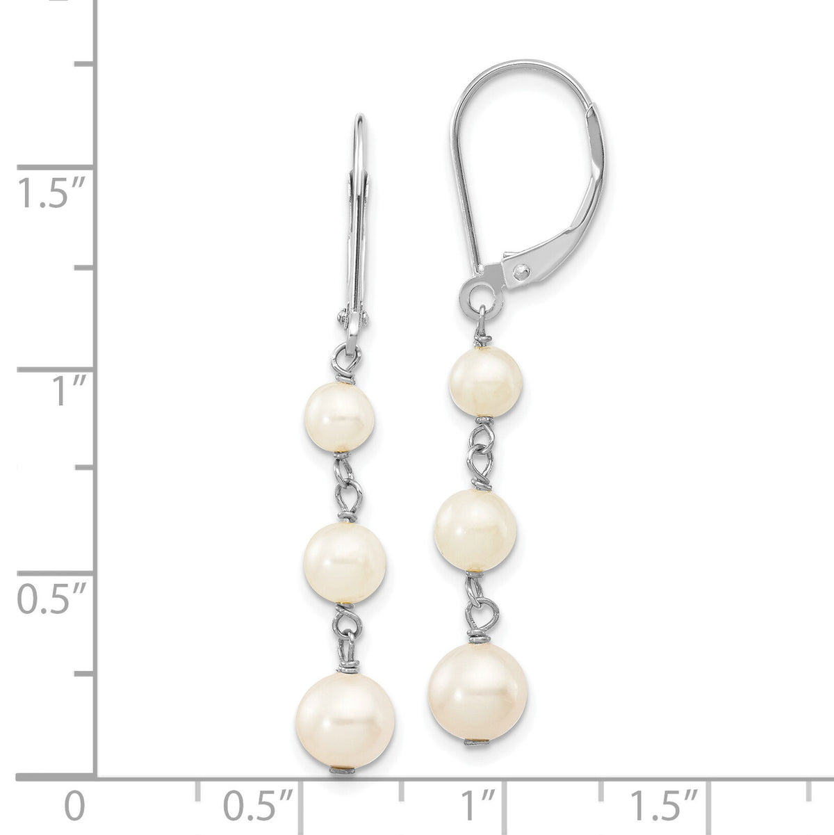 14KW 4-6mm Semi Round White Freshwater Cultured Pearl Dangle Earrings-XFW569
