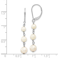 14KW 4-6mm Semi Round White Freshwater Cultured Pearl Dangle Earrings-XFW569