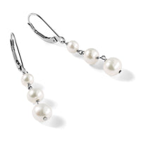 14KW 4-6mm Semi Round White Freshwater Cultured Pearl Dangle Earrings-XFW569