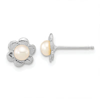 Madi K 14k White Gold 3-4mm FWC Pearl Flower Post Earrings-XFW617E