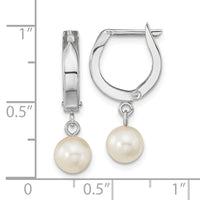 14k WG 6-7mm Rnd Akoya Saltwater Cultured Pearl Dangle Hoop Earrings-XFW650E