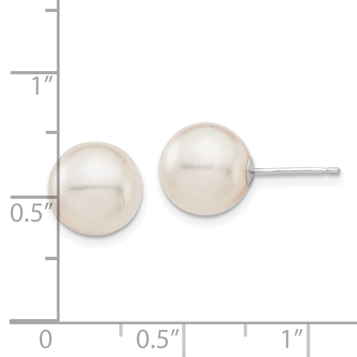 14K White Gold 9-10mm Round White Saltwater Akoya Cultured Pearl Earrings-XFW683E