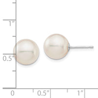 14K White Gold 9-10mm Round White Saltwater Akoya Cultured Pearl Earrings-XFW683E