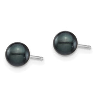 14K White Gold 5-6mm Round Black Saltwater Akoya Cultured Earrings-XFW689E