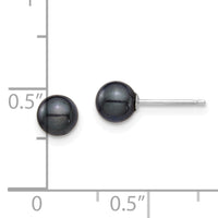 14K White Gold 5-6mm Round Black Saltwater Akoya Cultured Earrings-XFW689E