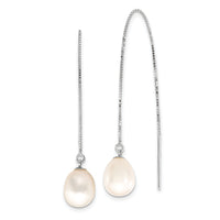 14k WG 6-8mm Teardrop Freshwater Cultured Pearl Threader Earrings-XFW713E