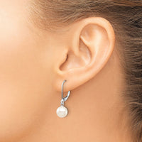 14k WG 7-8mm Rnd White Freshwater Cultured Pearl Dangle Earrings-XFW725E